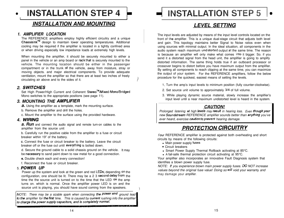 Soundstream Technologies 300SX manual Installation and Mounting, Level Setting 