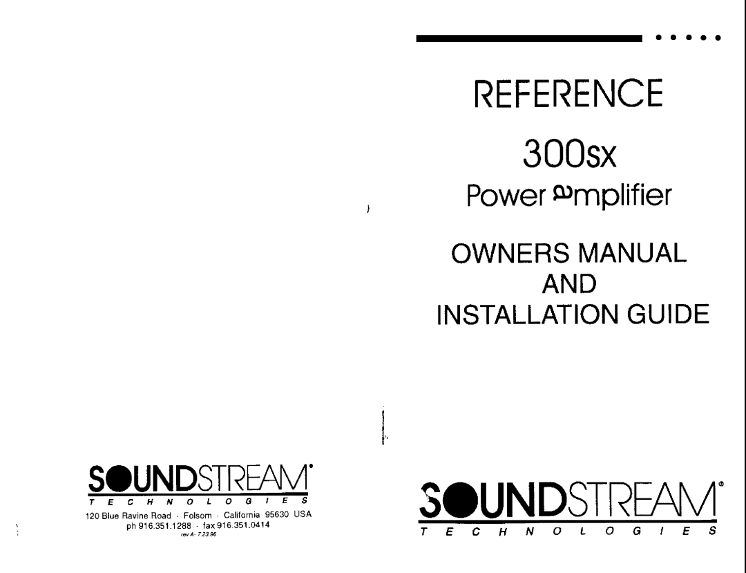 Soundstream Technologies 300SX manual 3 QE 