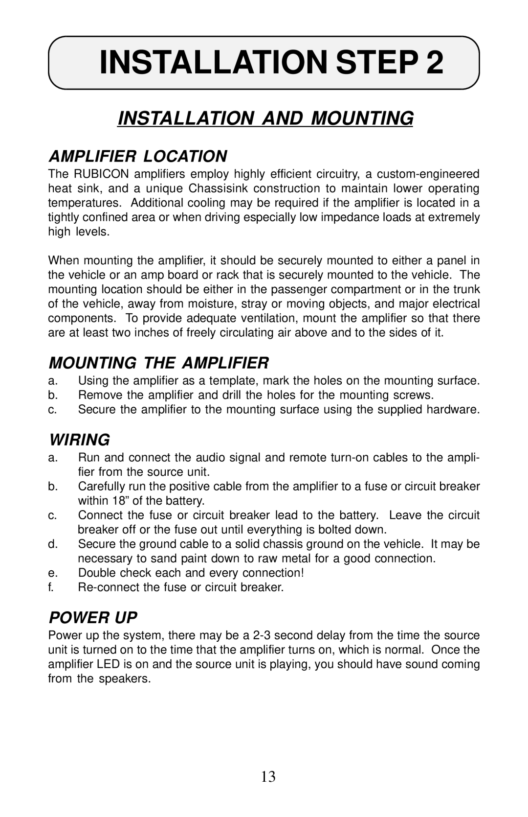 Soundstream Technologies 501 owner manual Installation Step, Installation and Mounting 