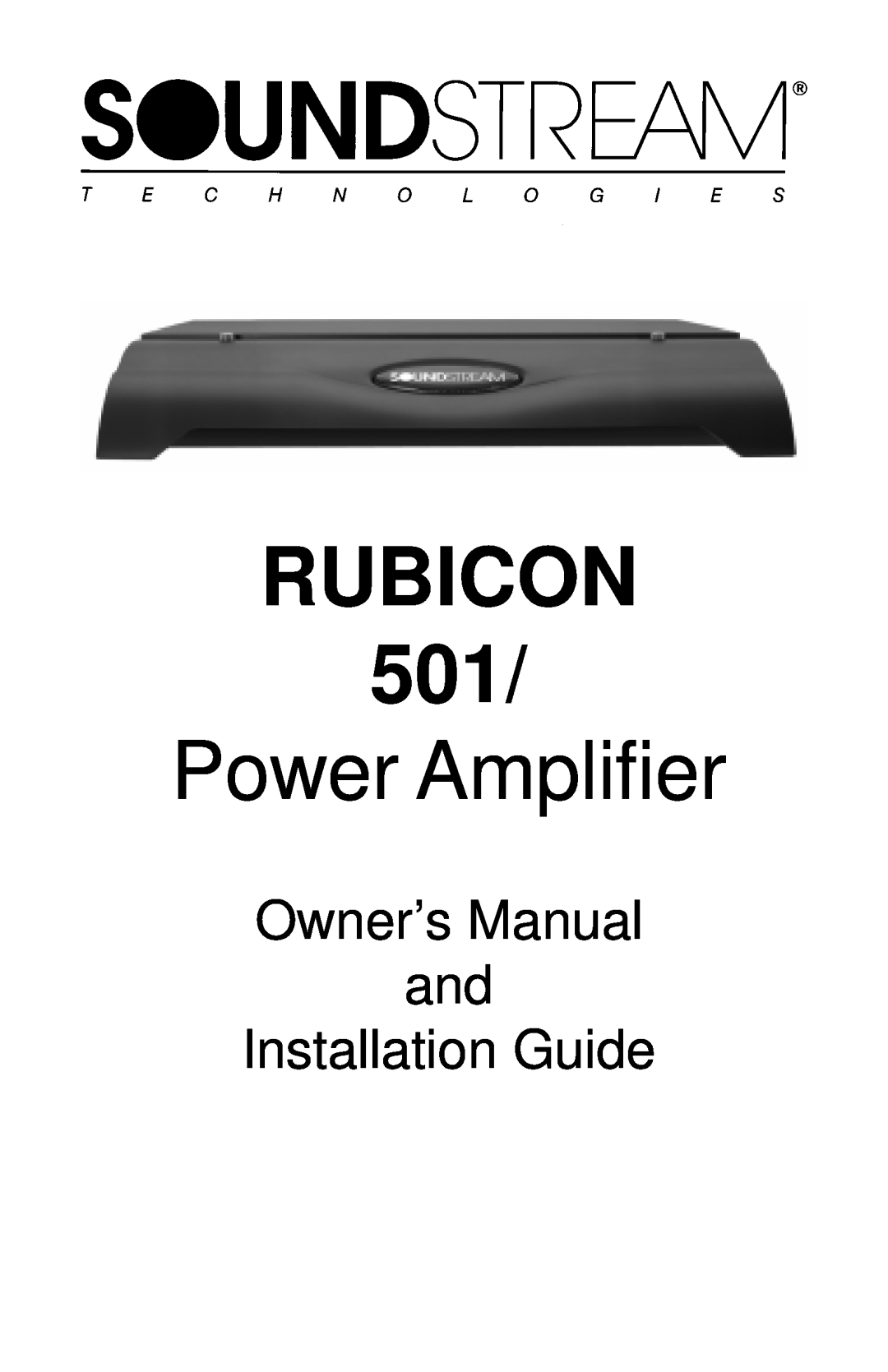 Soundstream Technologies 501 owner manual Rubicon, Power Amplifier 