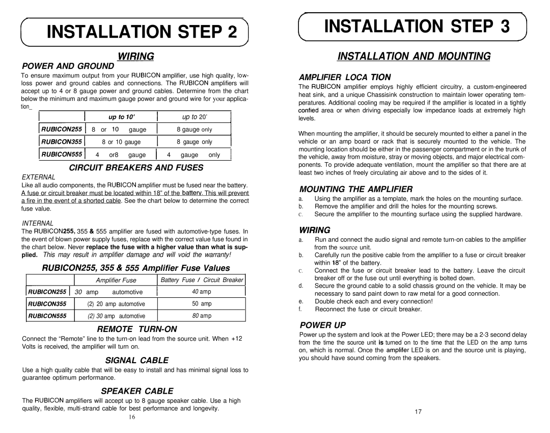 Soundstream Technologies 555, 255, 355 specifications Installation Step, Installation and Mounting 