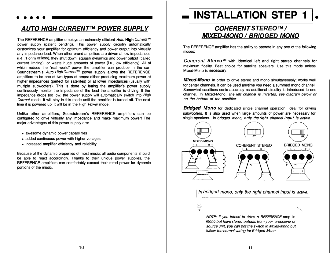 Soundstream Technologies 644s, 414s Installation Step, Auto High Currenttm Power Supply, on the bottom of the amplifier 