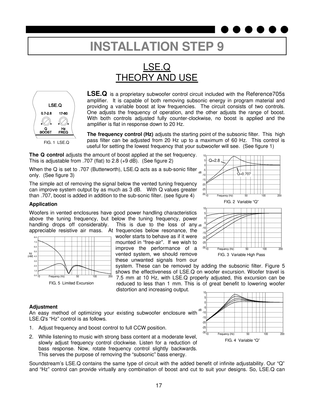 Soundstream Technologies 705s owner manual LSE.Q Theory and USE, Application 