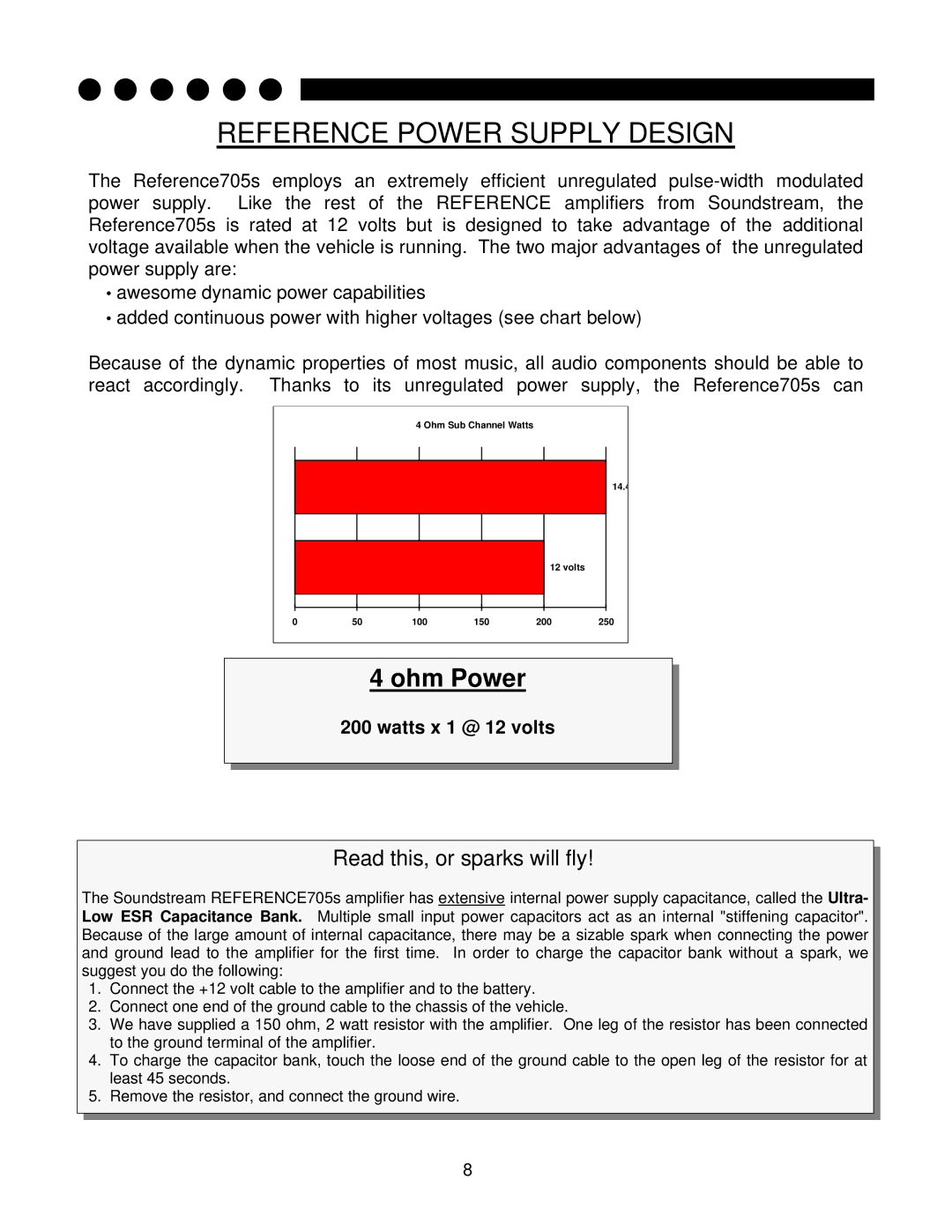 Soundstream Technologies 705s owner manual Reference Power Supply Design, Ohm Power 