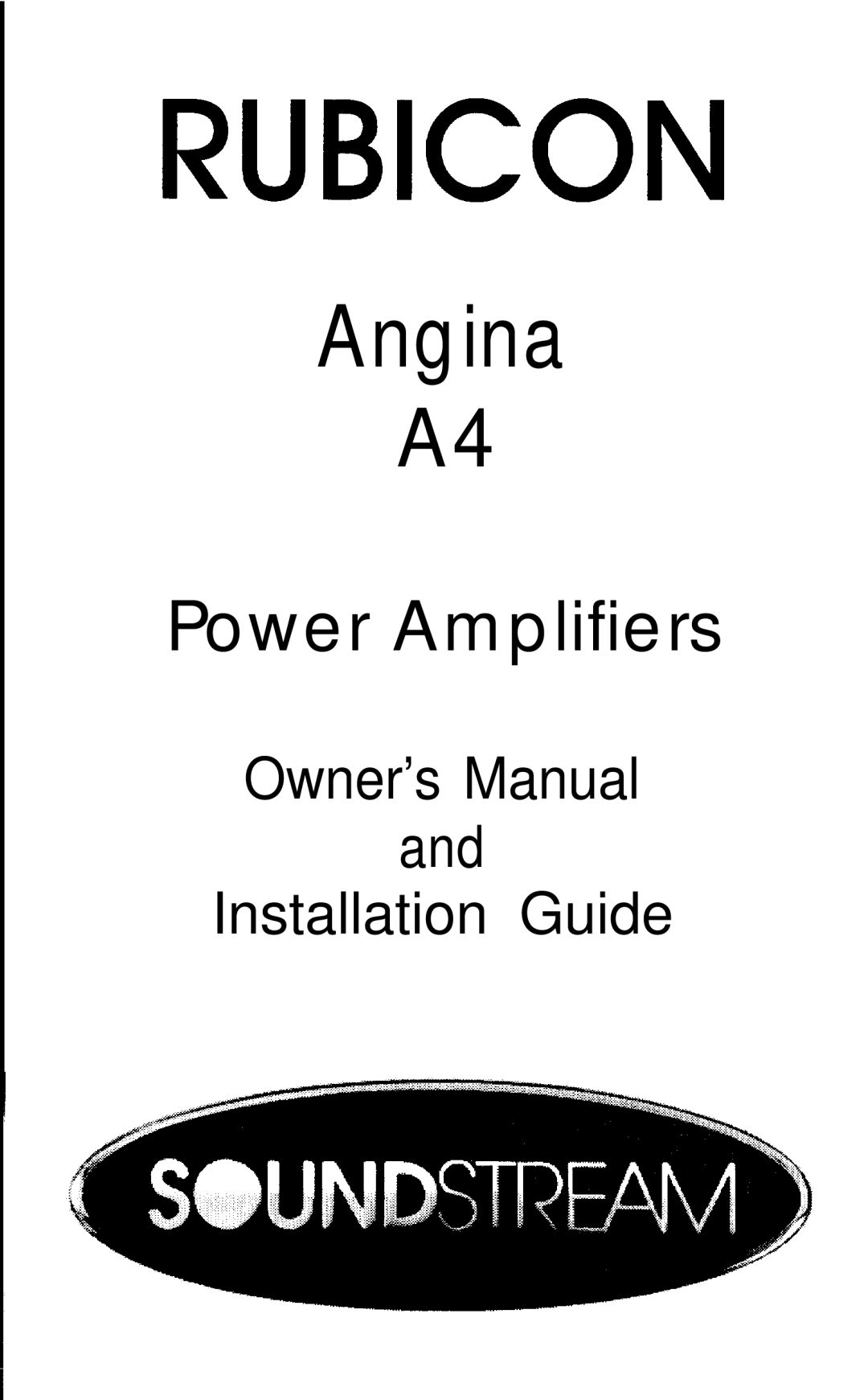 Soundstream Technologies Angina A4 owner manual Rubicon 