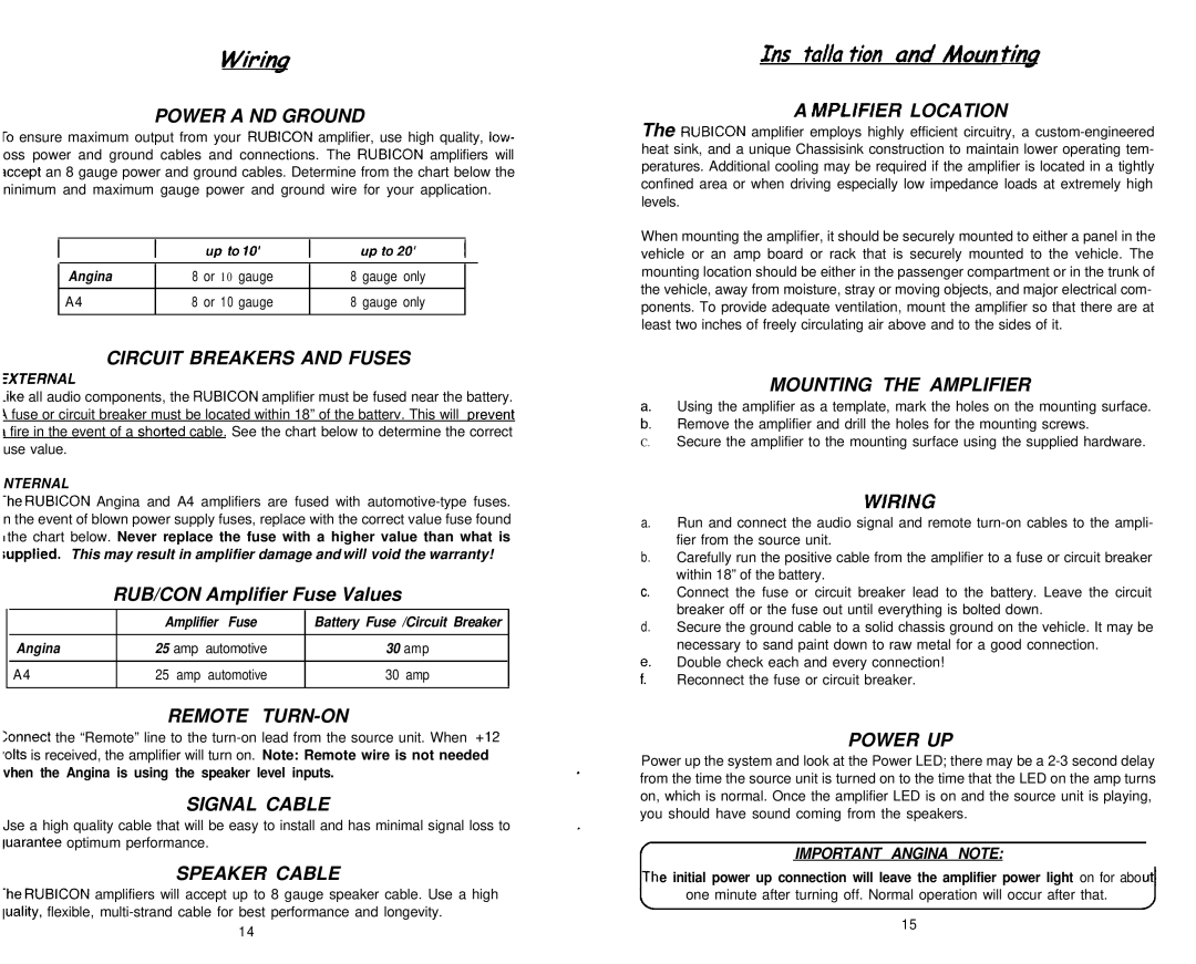 Soundstream Technologies Angina A4 owner manual Ins tda tion and Moun ting 