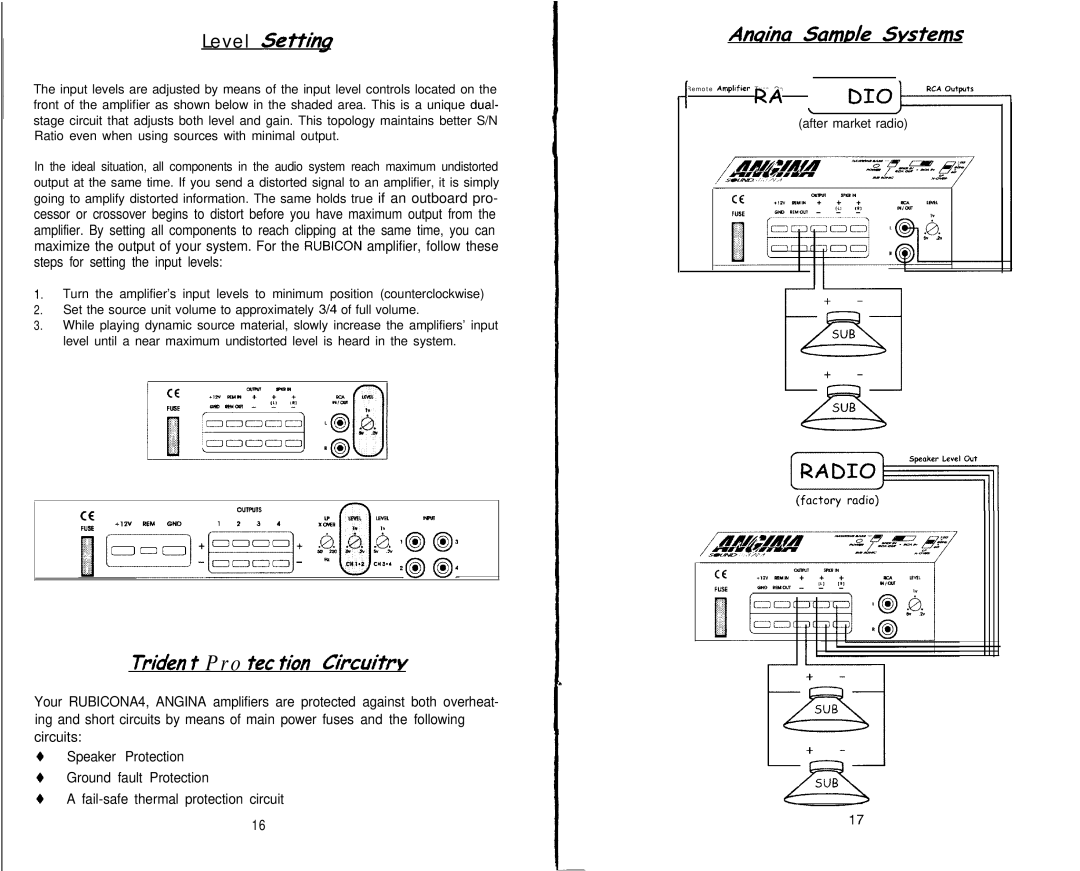 Soundstream Technologies Angina A4 owner manual Triden f Pro tee tion Circuiitrv, An&a Samde Svstems 