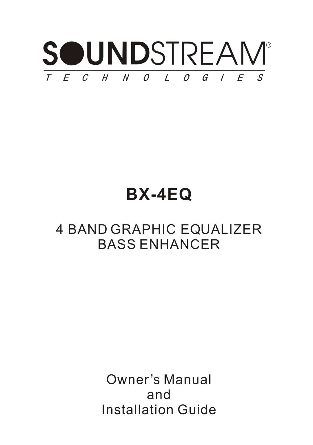 Soundstream Technologies BX-4EQ owner manual 