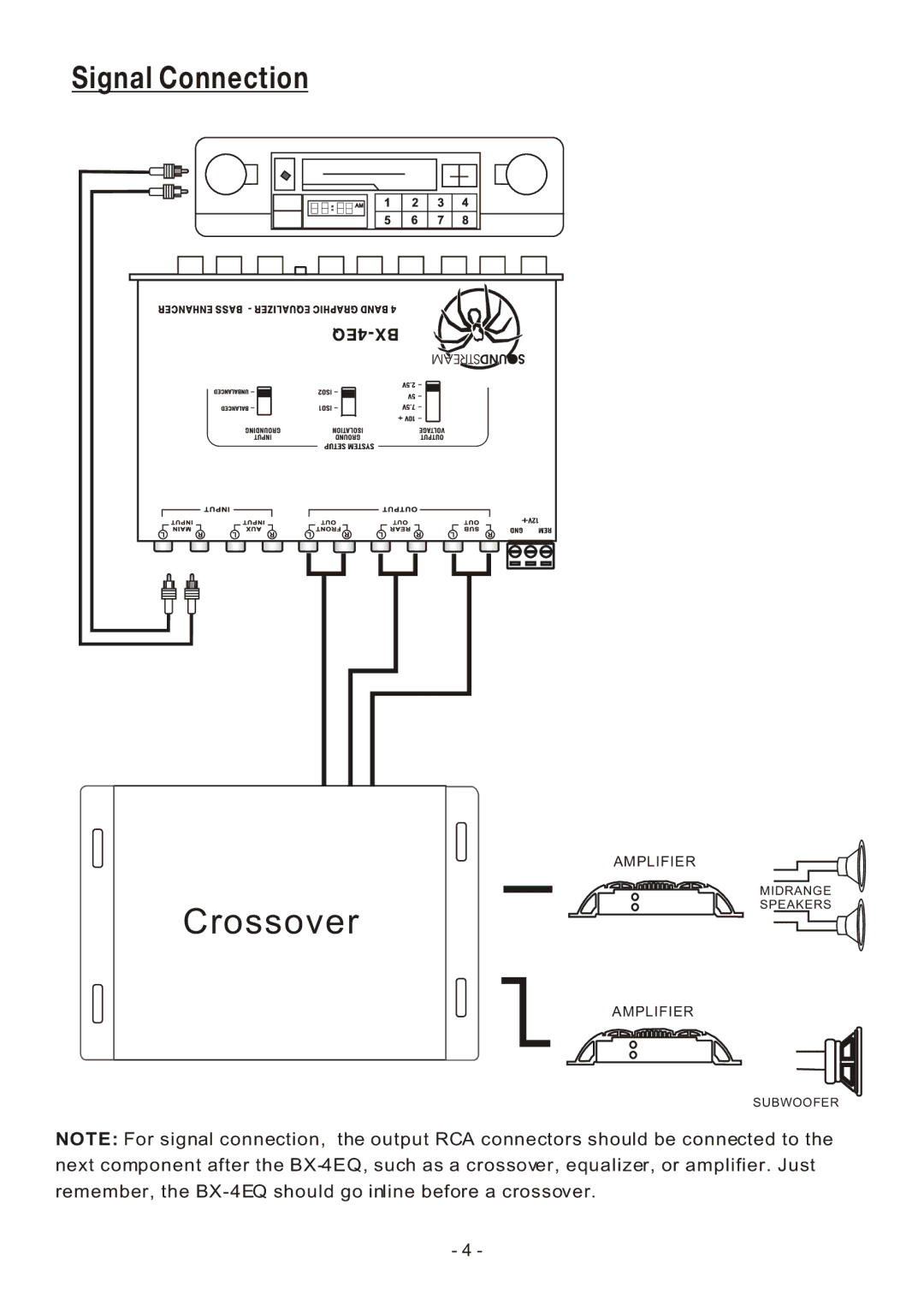 Soundstream Technologies BX-4EQ owner manual Crossover 