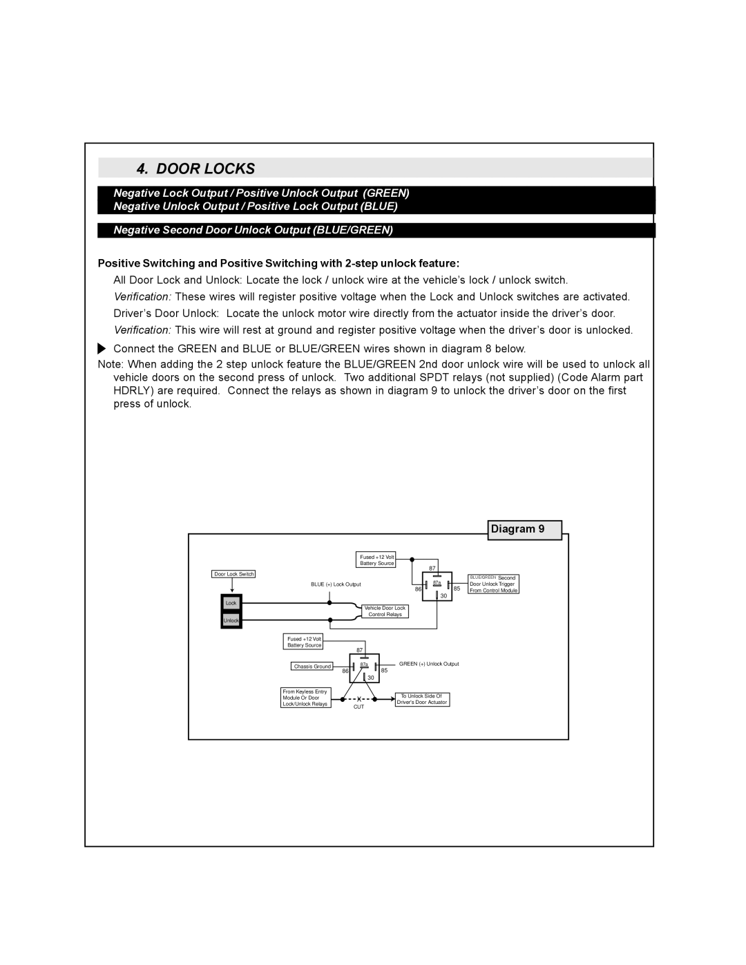 Soundstream Technologies CA 160 installation instructions Fused +12 Volt Battery Source Door Lock Switch 