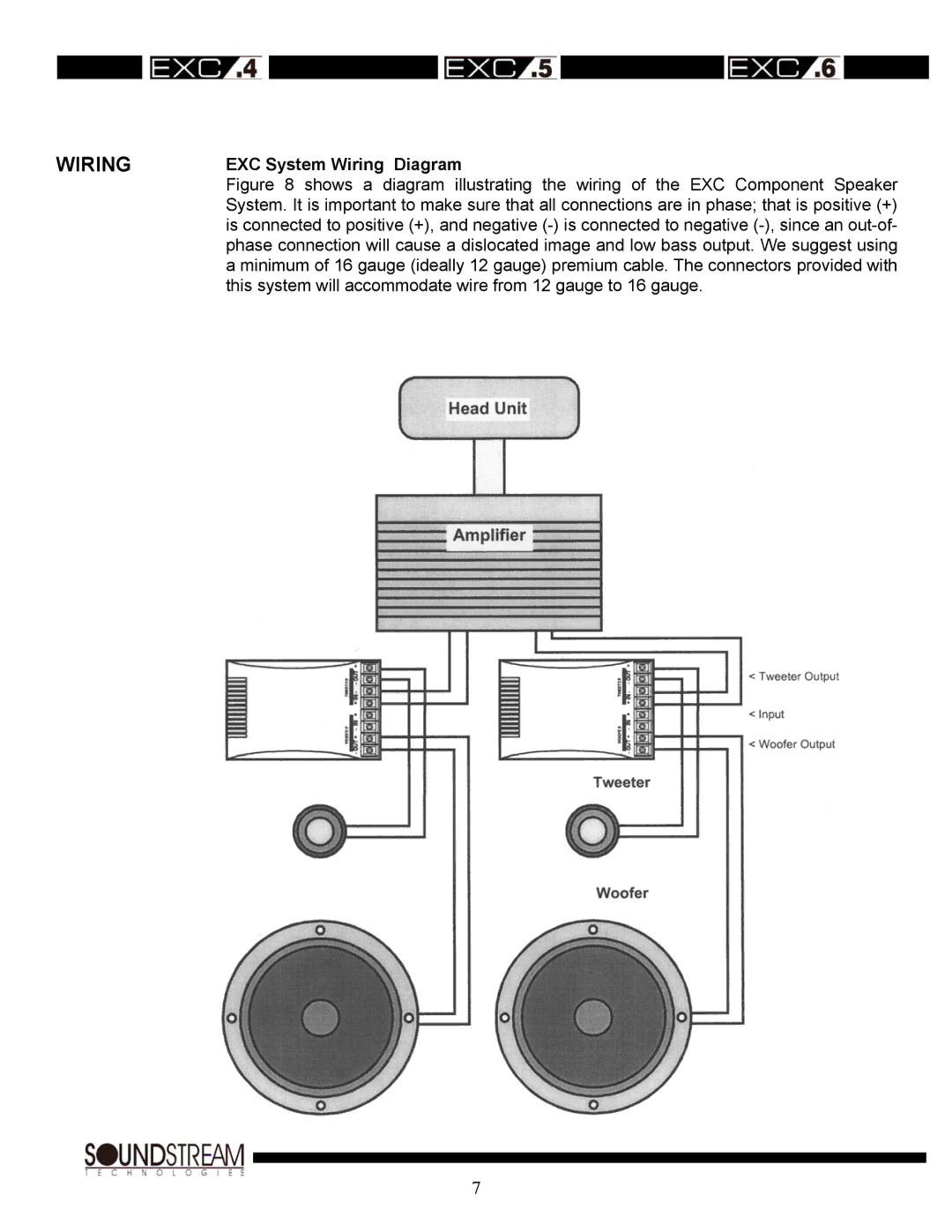 Soundstream Technologies EXC.5, EXC.6, EXC.4 owner manual Wiring EXC System Wiring Diagram 