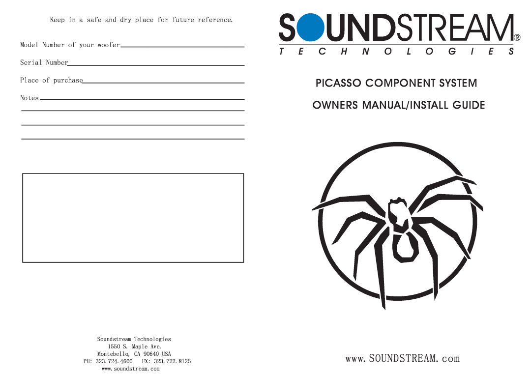 Soundstream Technologies G7170 owner manual Keep in a safe and dry place for future reference, 1550 S. Maple Ave 