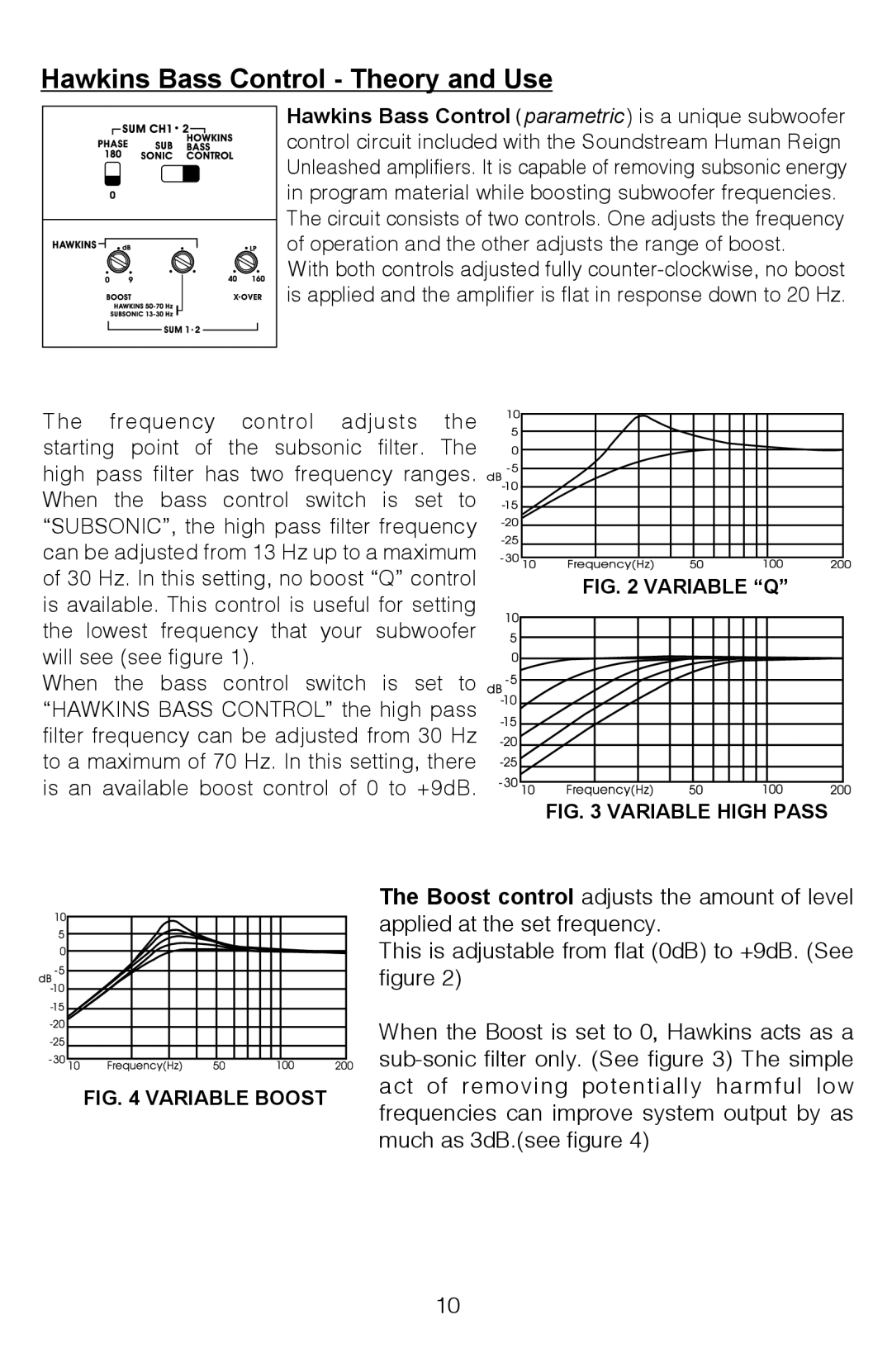 Soundstream Technologies HRU. 4, HRU. 2 owner manual Hawkins Bass Control Theory and Use 