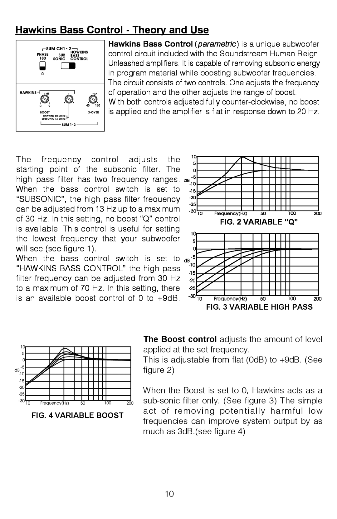 Soundstream Technologies HRU. 4, HRU. 2 owner manual Hawkins Bass Control - Theory and Use 