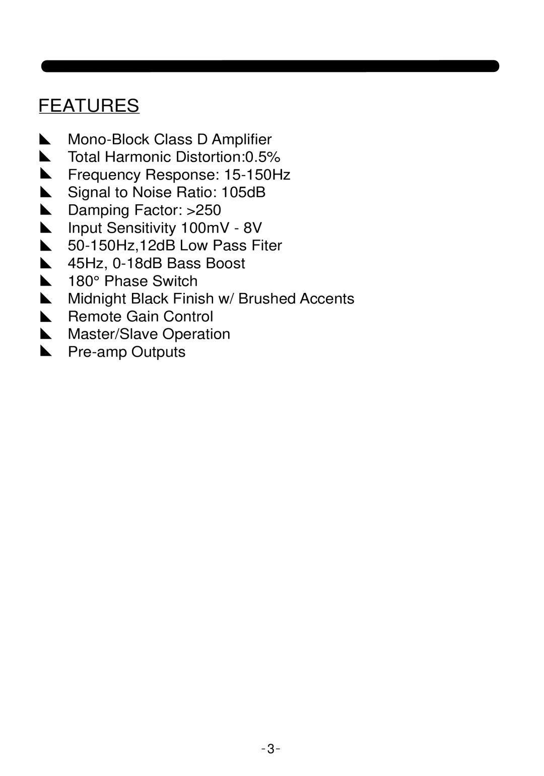 Soundstream Technologies LW1.1100D, LW1.2600D, LW1.1700D owner manual Features 