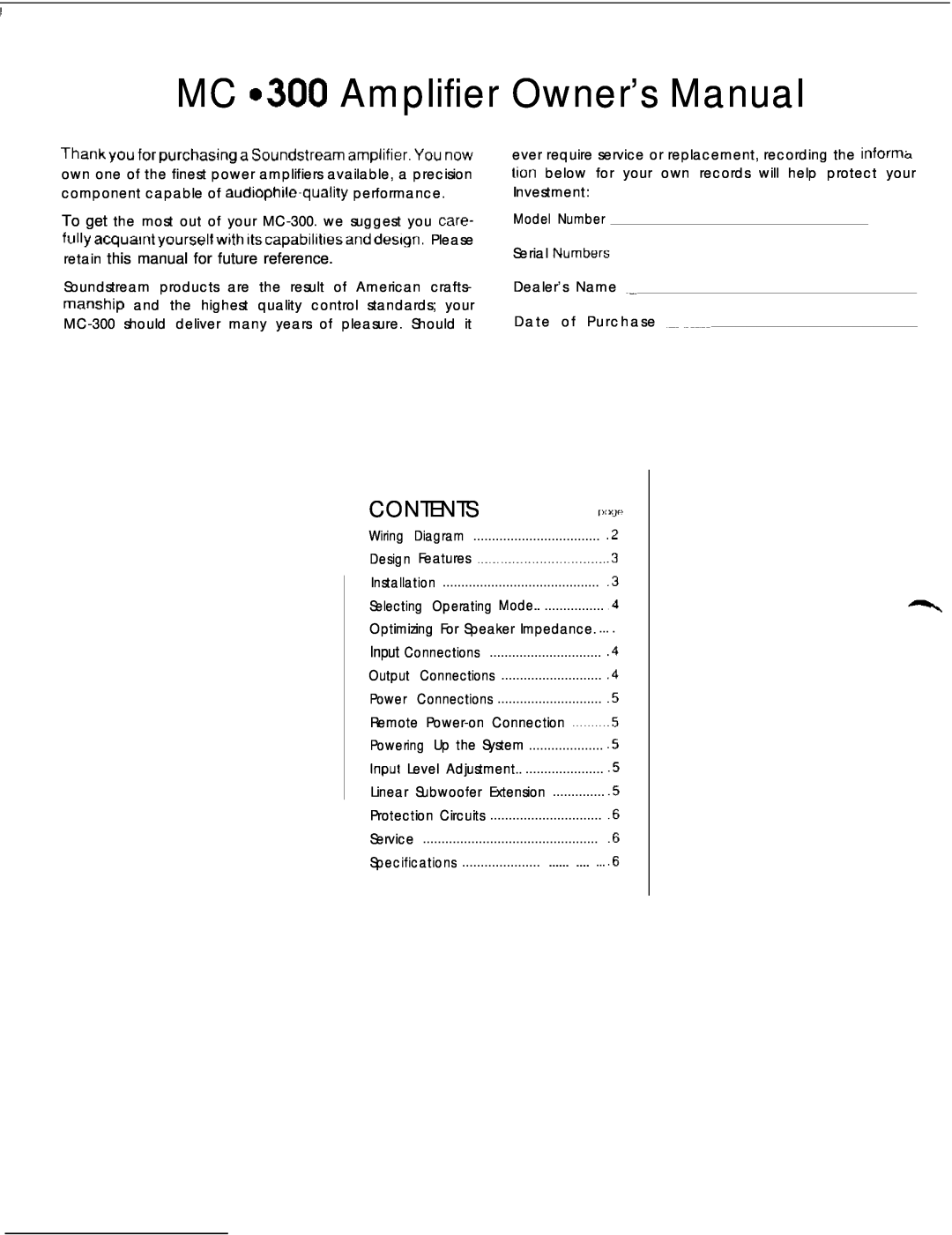 Soundstream Technologies MC-300 owner manual Contents 