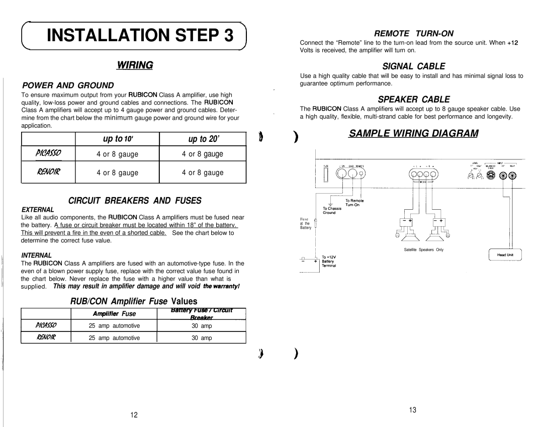 Soundstream Technologies Picasso owner manual Remote TURN-ON, Power and Ground 