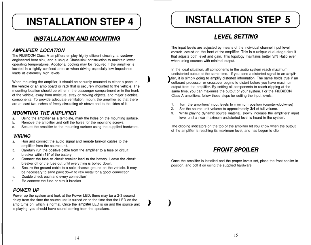 Soundstream Technologies Picasso owner manual Amplifier Location, MOUNT/NG the Amplifier, Wiring, Power UP 