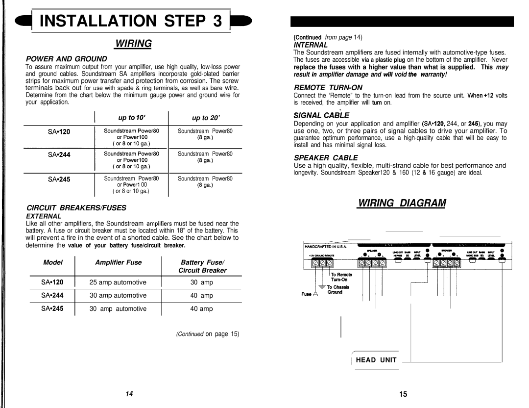 Soundstream Technologies SA.245, SA.120, SA.244 owner manual Wiring Diagram 