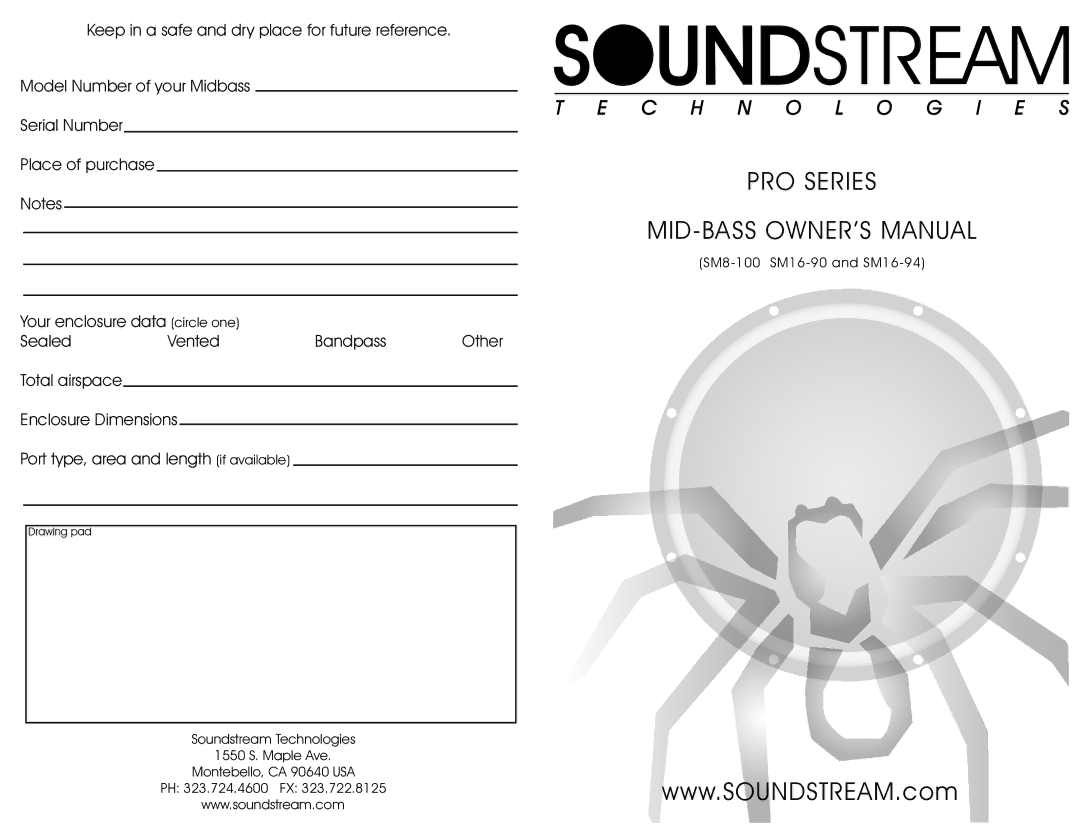 Soundstream Technologies SM16-90, SM8-100, SM16-94 owner manual PRO Series 