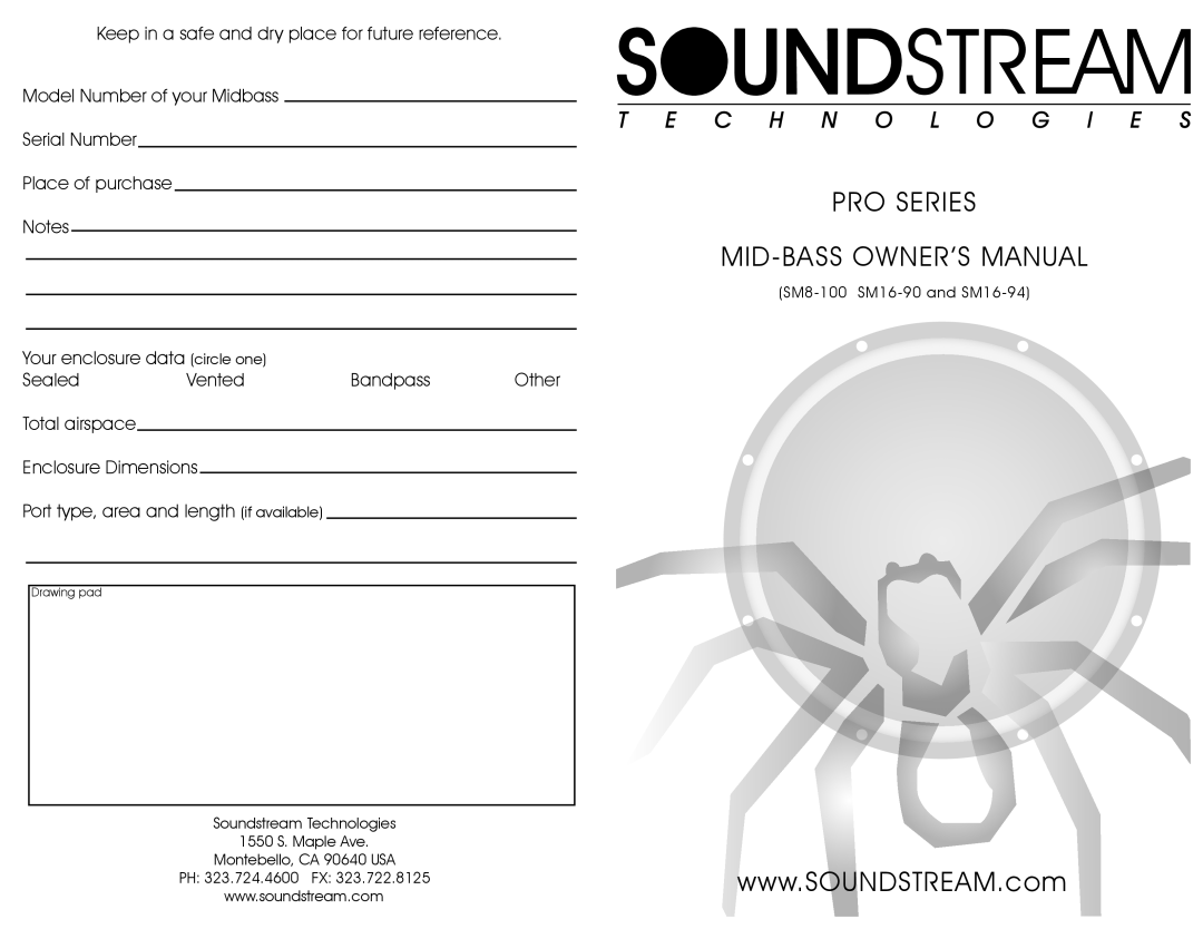 Soundstream Technologies SM16-90, SM8-100, SM16-94 owner manual 