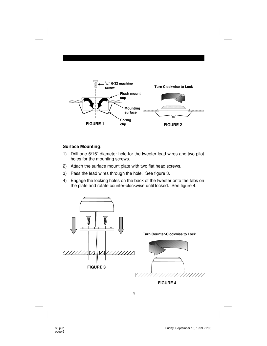 Soundstream Technologies SPL 60 owner manual Surface Mounting 