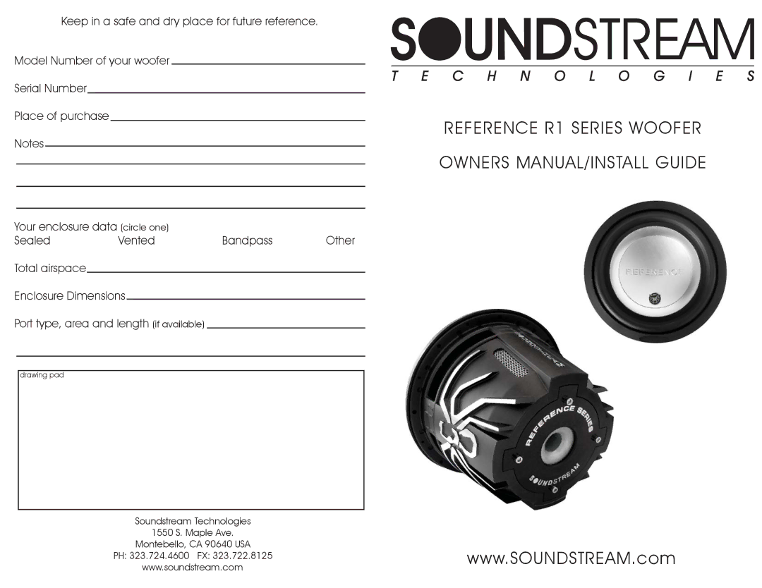 Soundstream Technologies woofer owner manual Drawing pad 