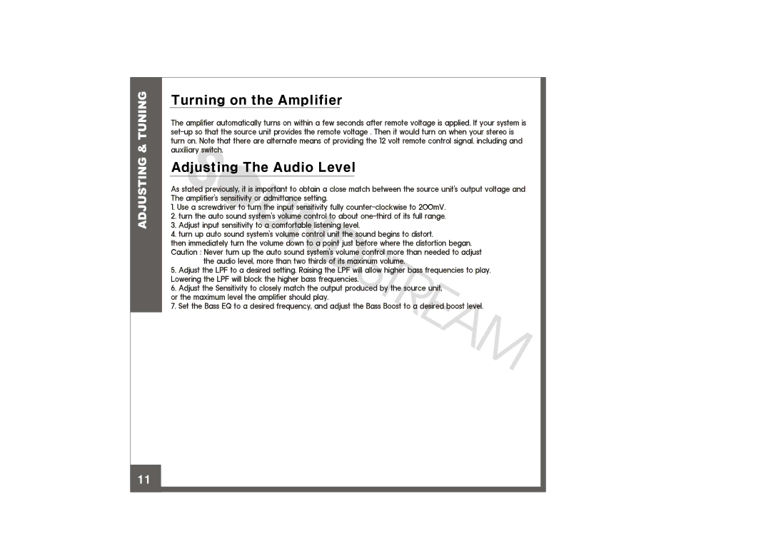 Soundstream Technologies XXX-15000D manual Turning on the Amplifier 