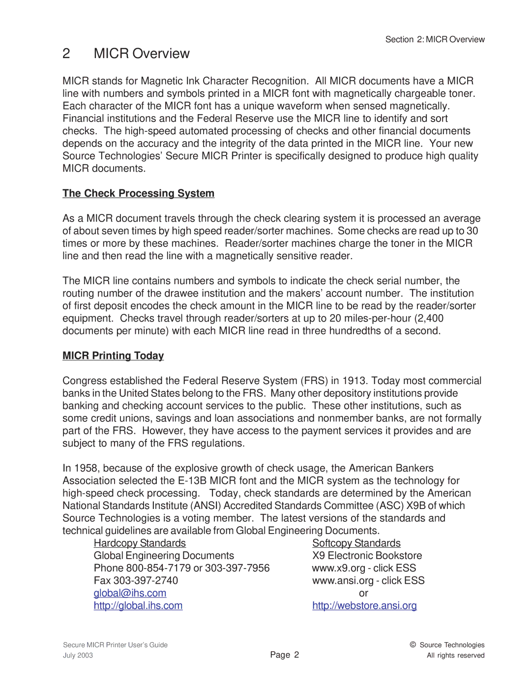 Source Technologies 1352 MICR 40 manual Micr Overview, Check Processing System, Micr Printing Today 