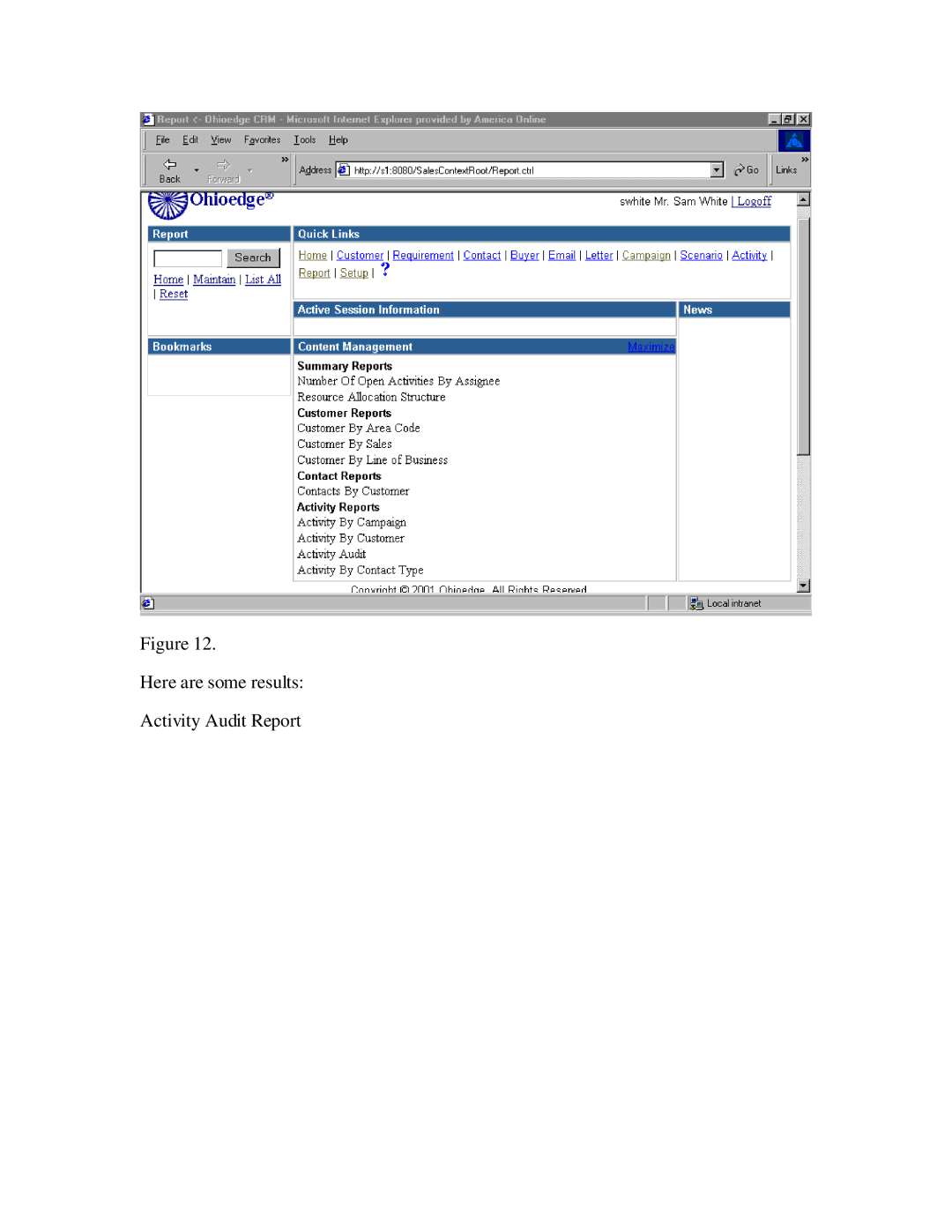 Source Technologies CRM+BPM manual Here are some results Activity Audit Report 