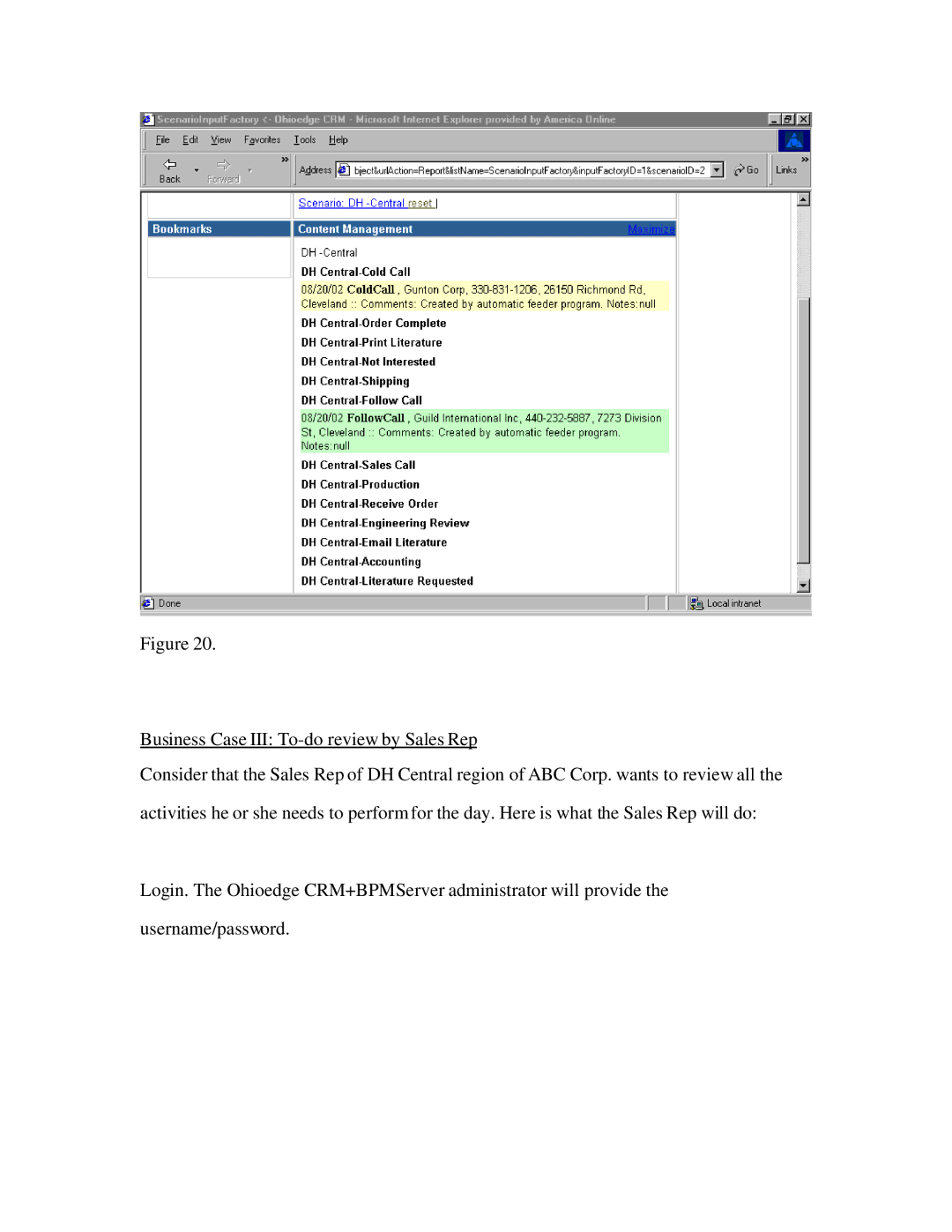 Source Technologies CRM+BPM manual Business Case III To­do review by Sales Rep 