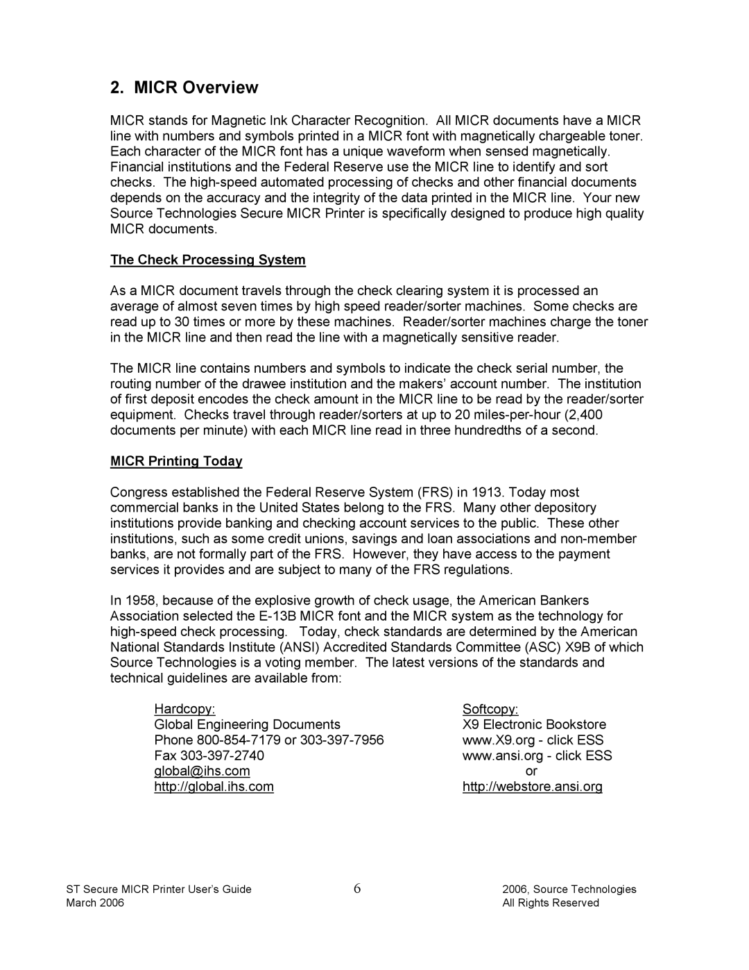 Source Technologies ST9510 manual Micr Overview, Check Processing System, Micr Printing Today 