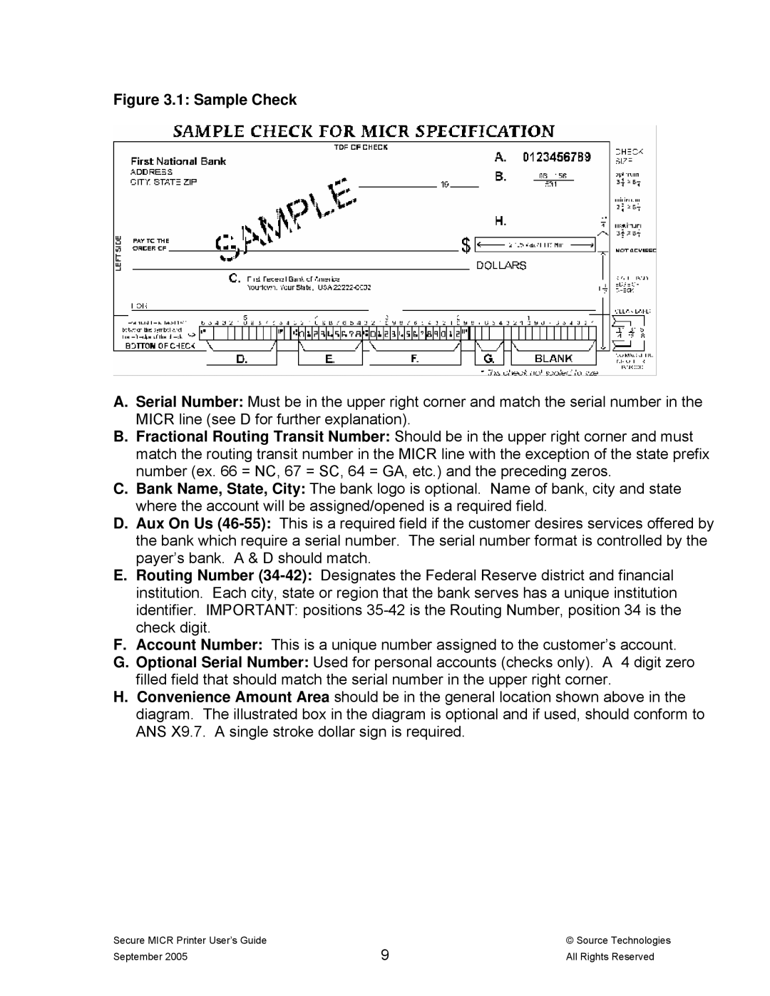 Source Technologies ST9530 manual Sample Check 