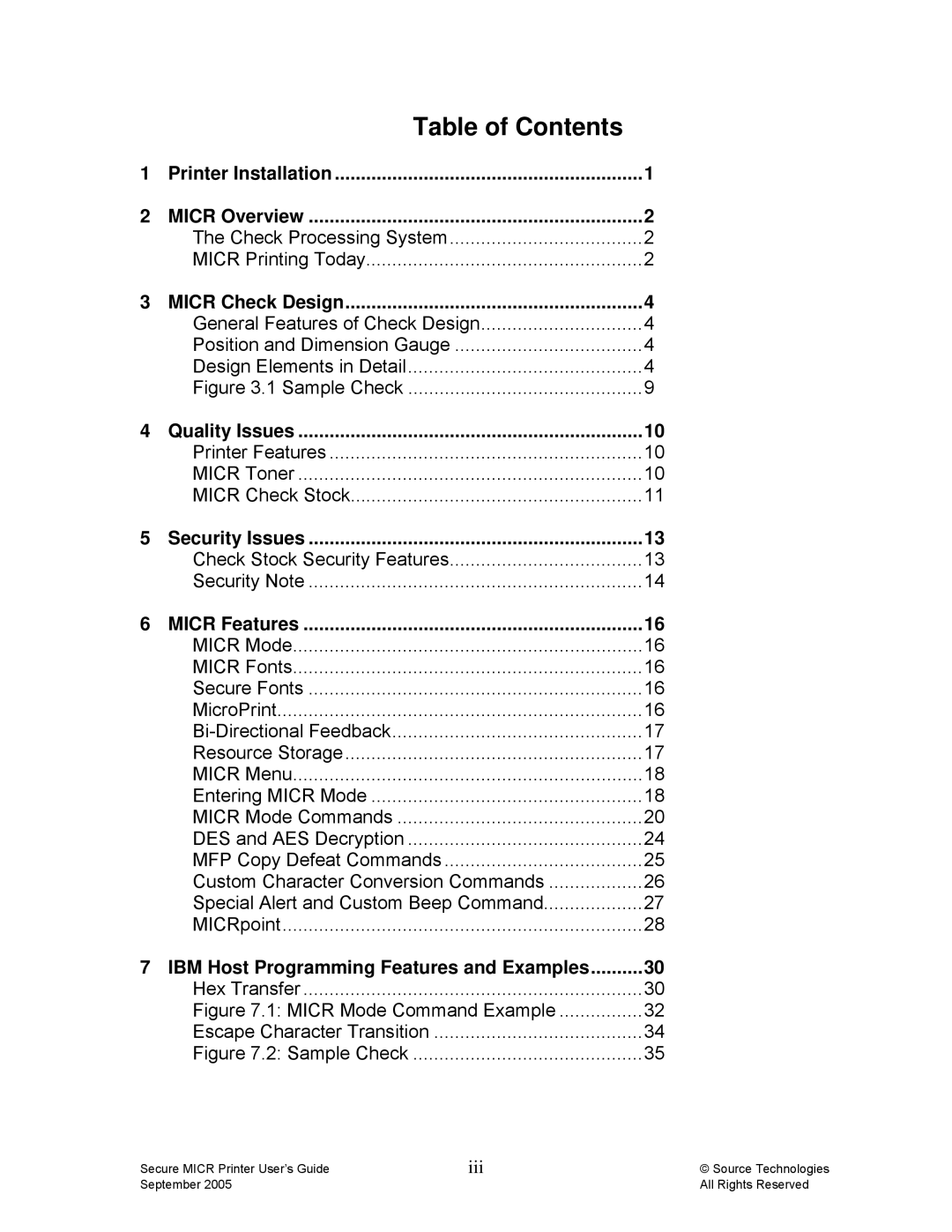 Source Technologies ST9530 manual Table of Contents 