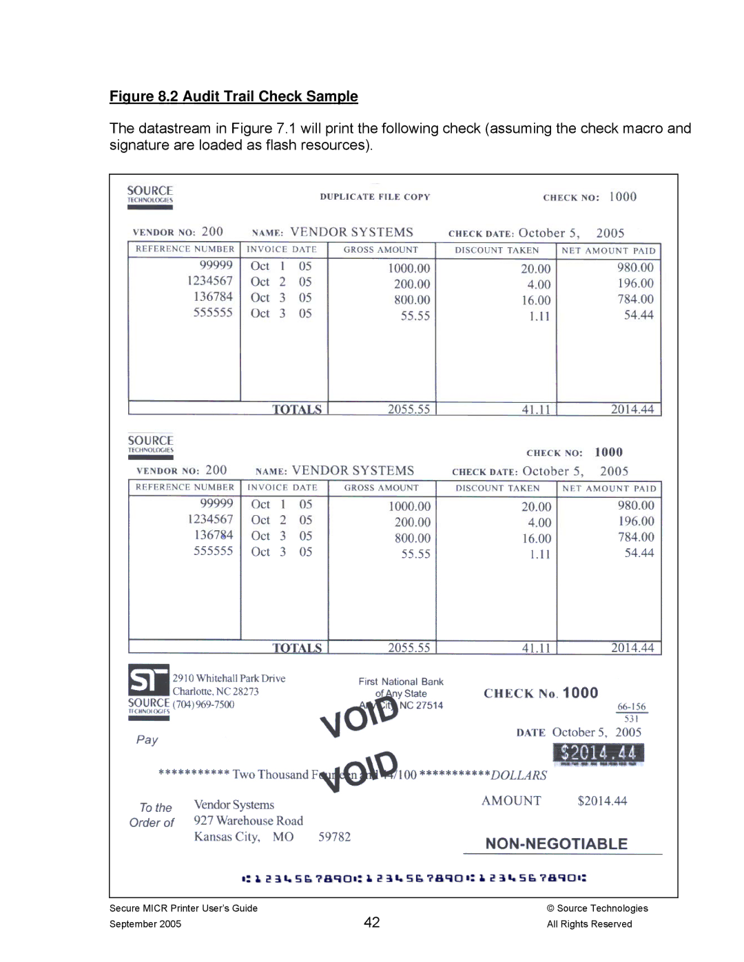 Source Technologies ST9530 manual Audit Trail Check Sample 