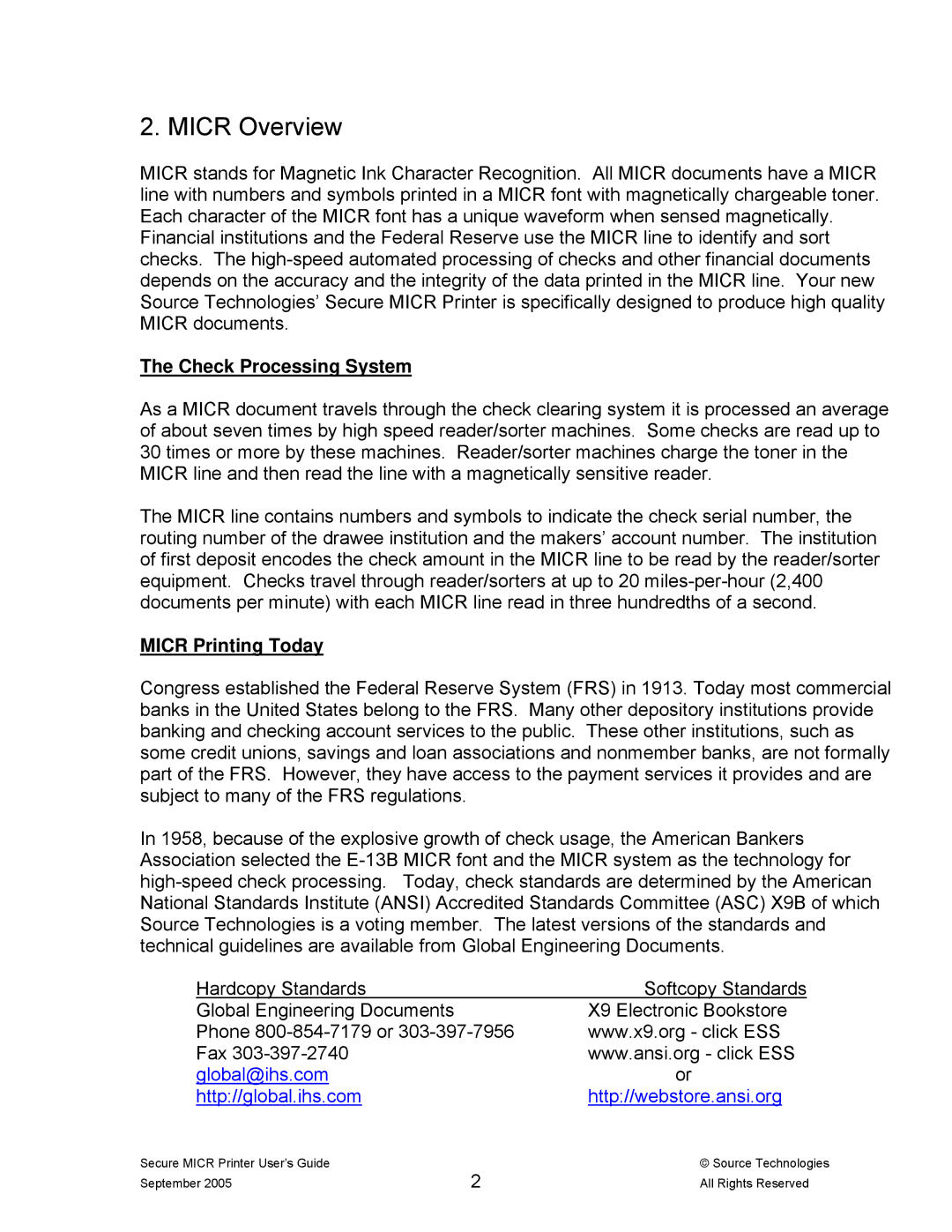 Source Technologies ST9530 manual Micr Overview, Check Processing System, Micr Printing Today 