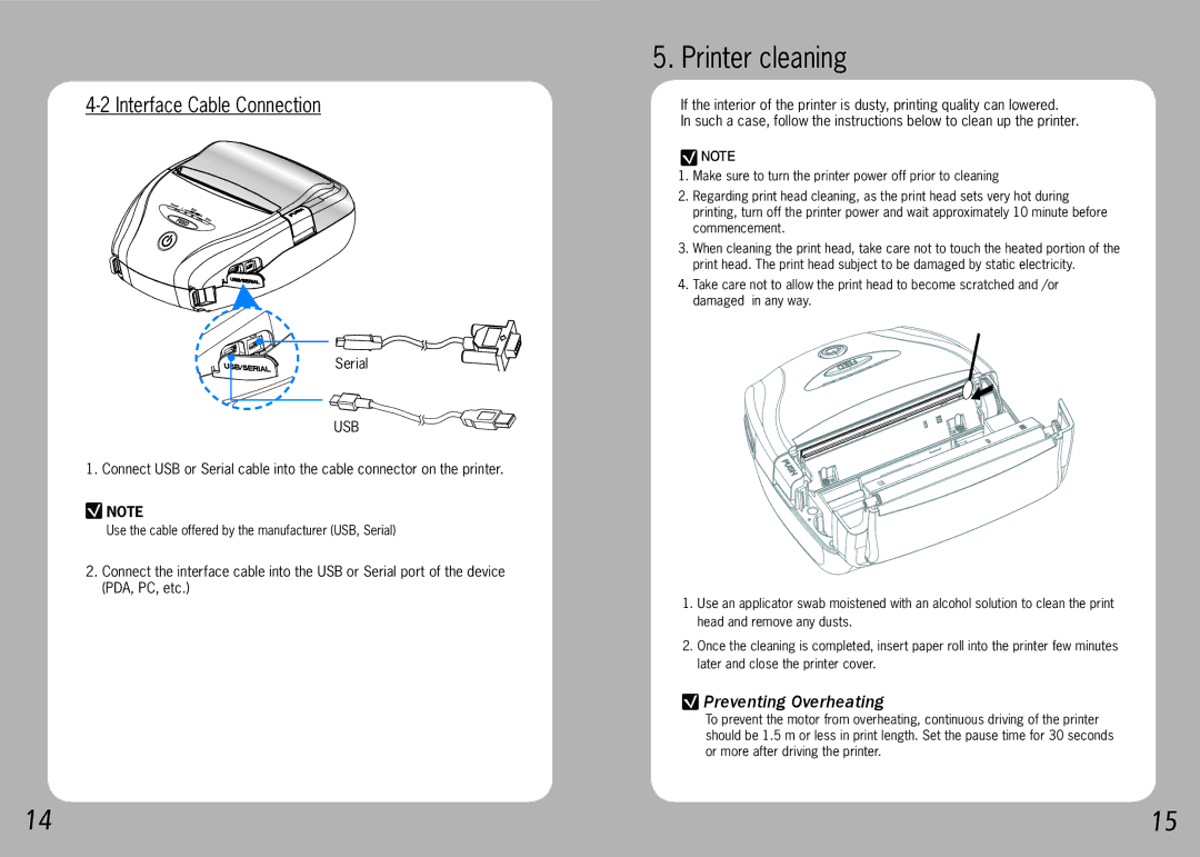 Source Technologies STM.117W specifications Printer cleaning, Interface Cable Connection 