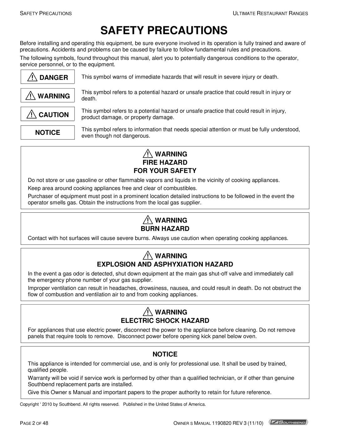 Southbend 4601DD-2RR, 4365A owner manual Safety Precautions 