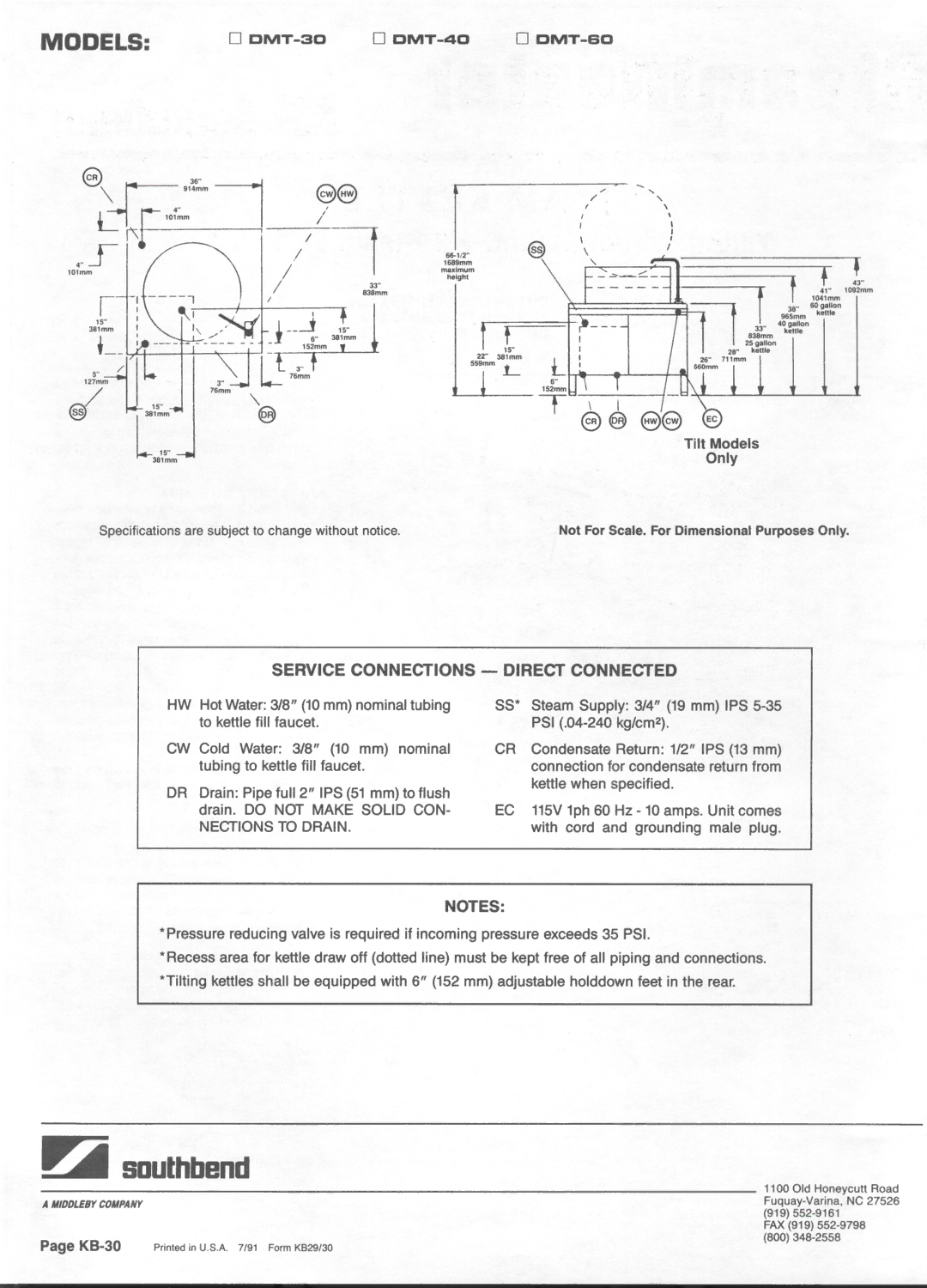 Southbend DMT-60, DMT-40, DMT-30 manual 