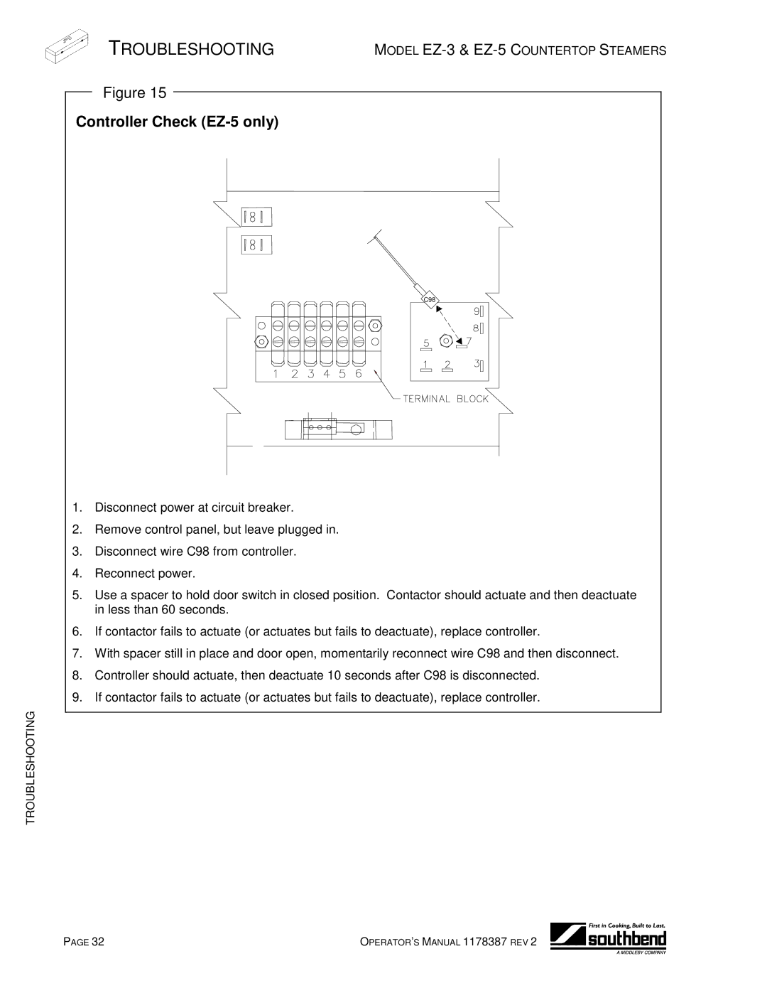 Southbend EZ-3 manual Controller Check EZ-5 only 