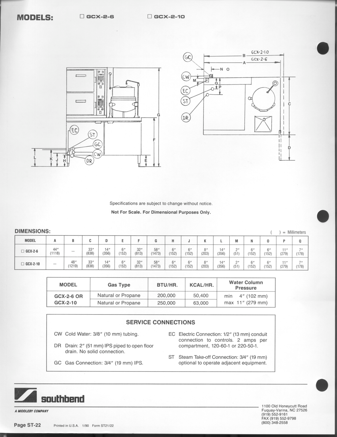 Southbend GCX-2-6, GCX-2-10 manual 