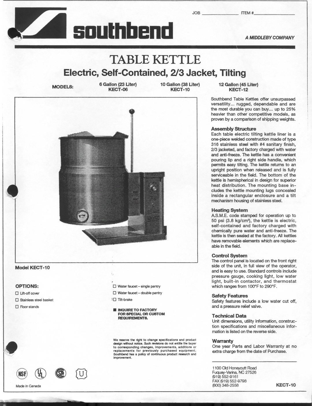 Southbend KECT-06, KECT-12, KECT-10 manual 