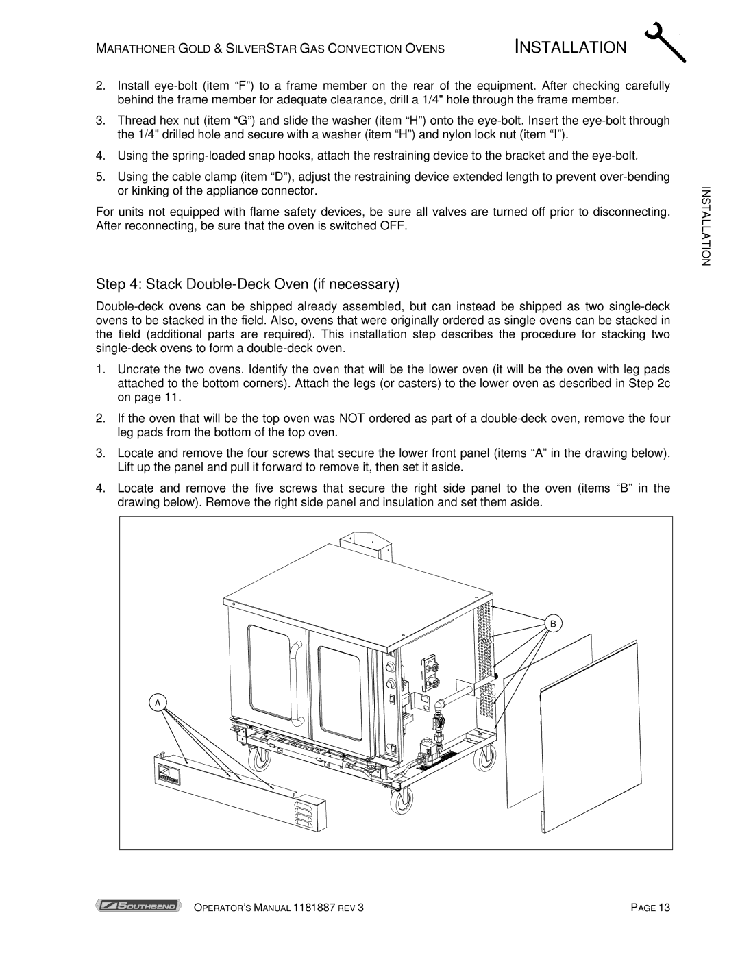 Southbend Marathoner manual Stack Double-Deck Oven if necessary 