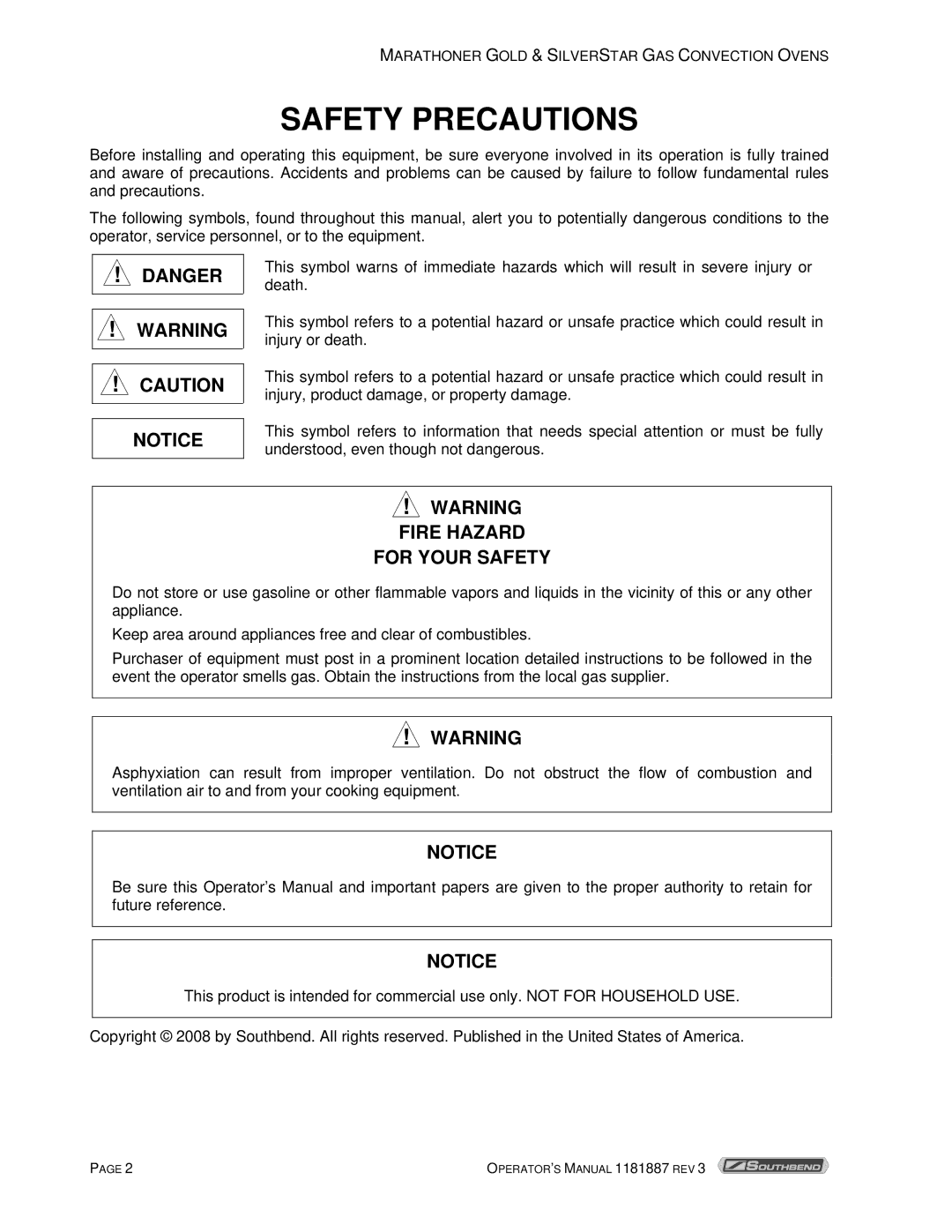 Southbend Marathoner manual Safety Precautions 