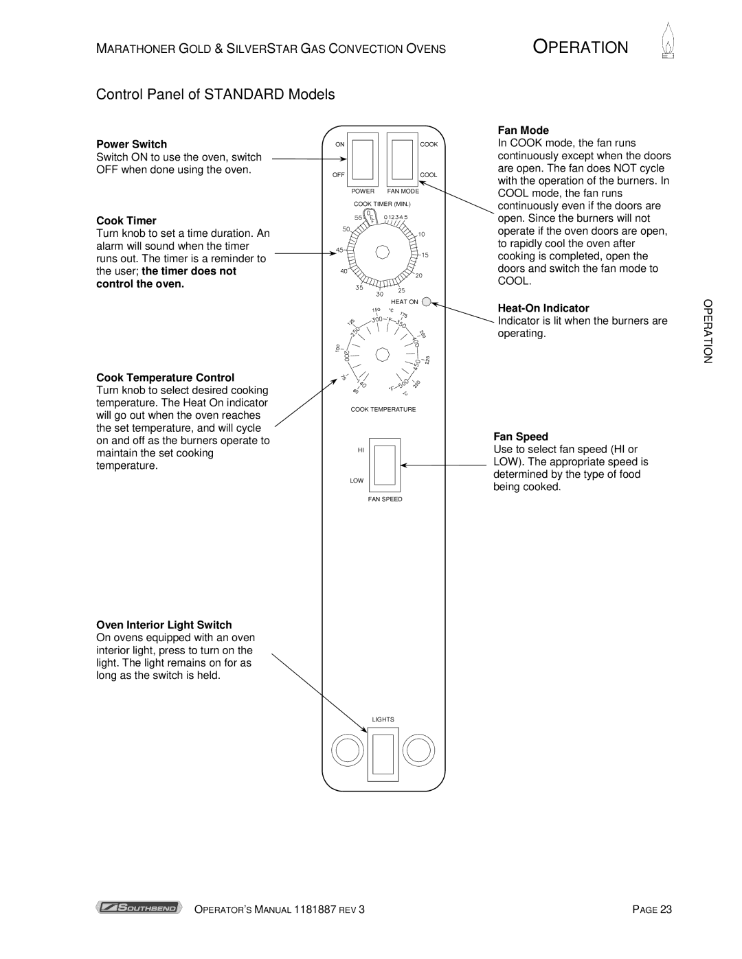 Southbend Marathoner manual Control Panel of Standard Models, Power Switch 