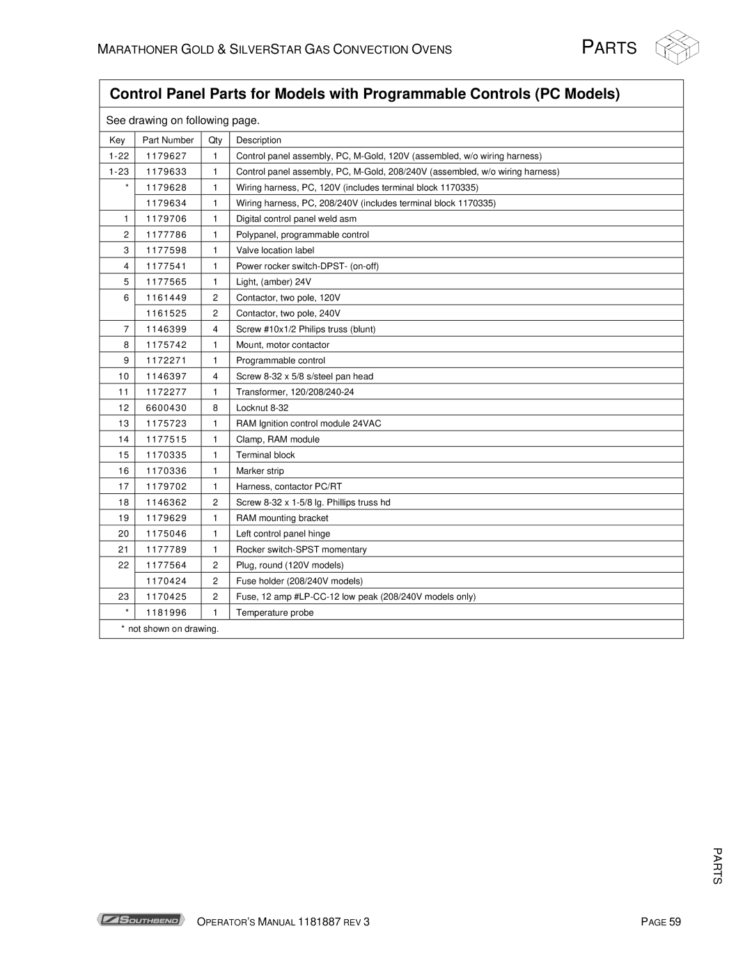 Southbend Marathoner manual Parts 