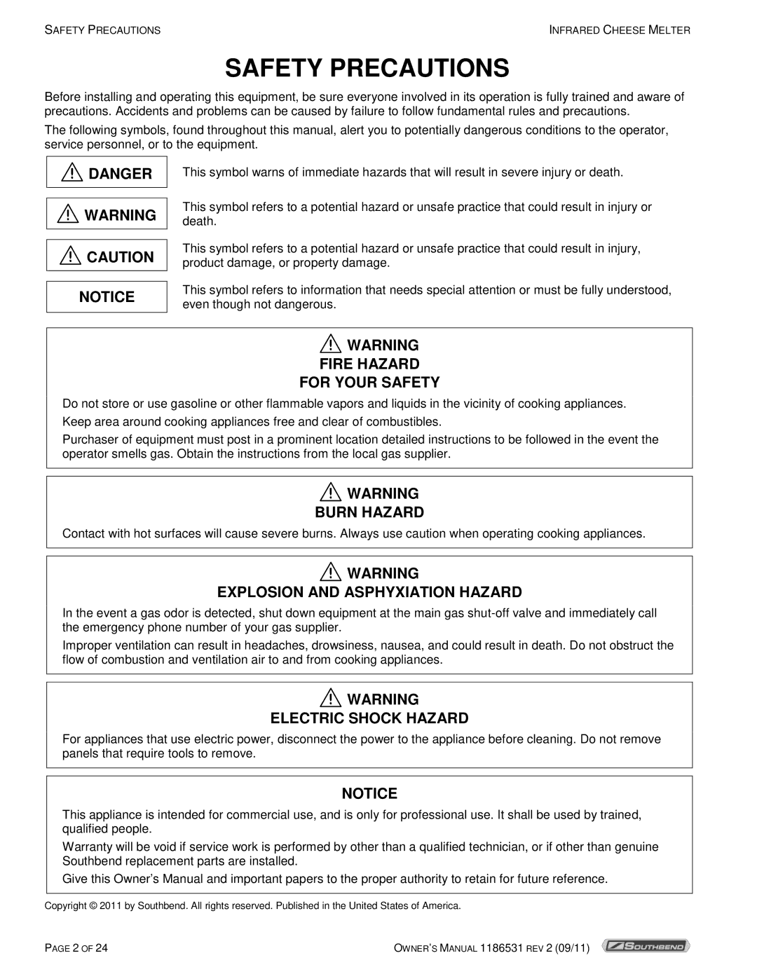 Southbend P24-CM manual Safety Precautions 