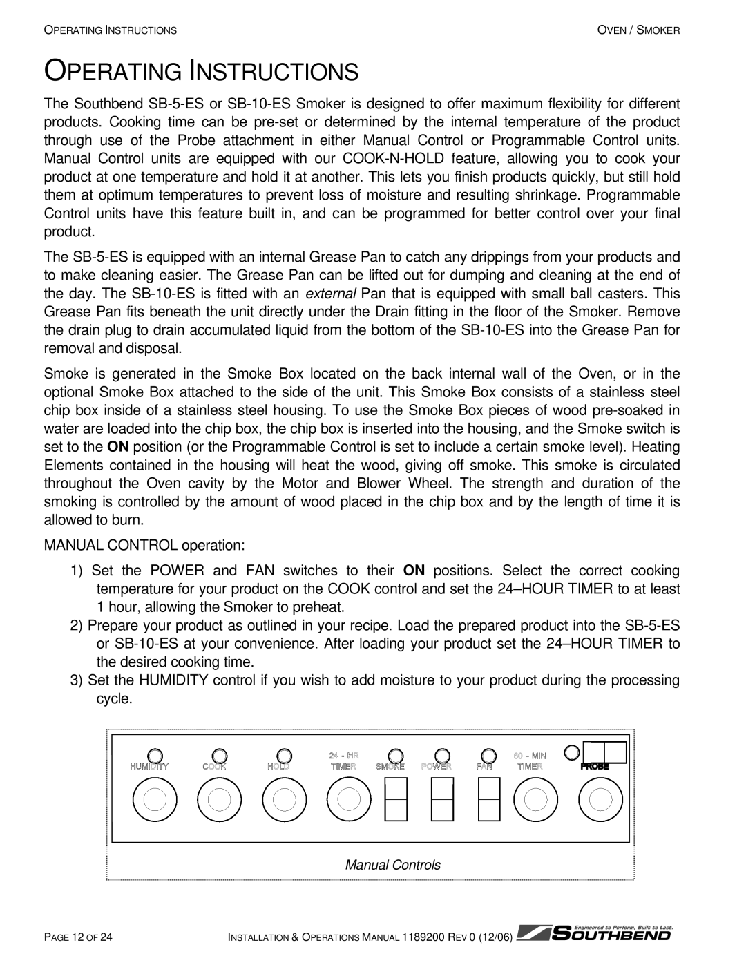 Southbend SB-10-ES, SB-5-ES manual Operating Instructions 