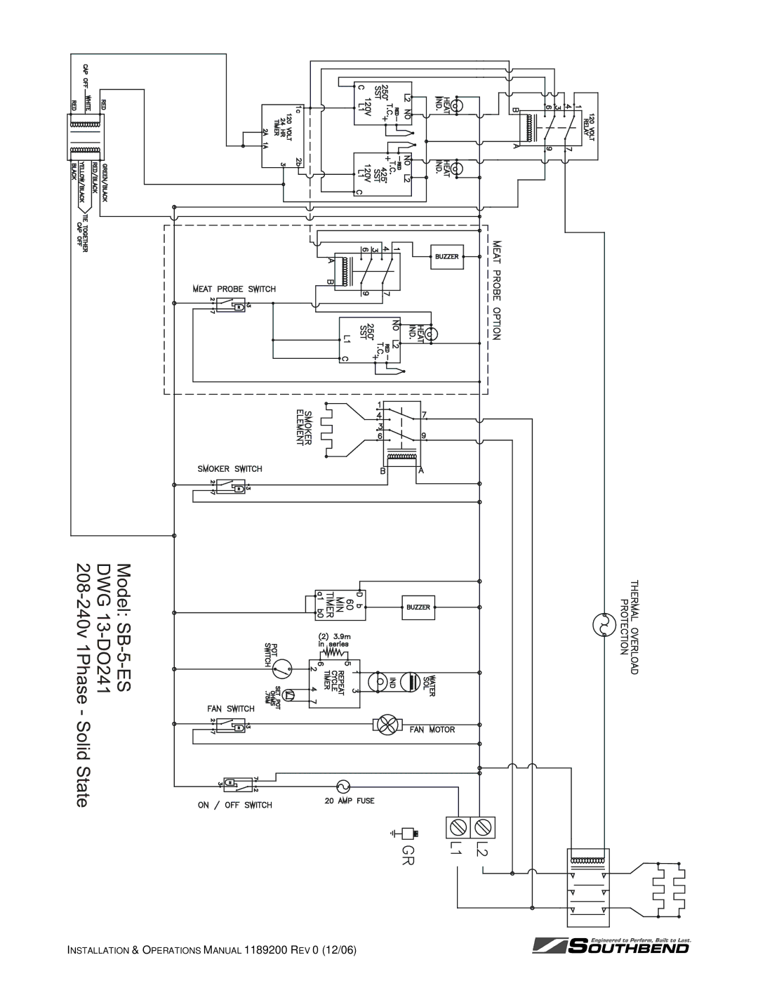 Southbend SB-10-ES, SB-5-ES manual Installation & Operations Manual 1189200 REV 0 12/06 