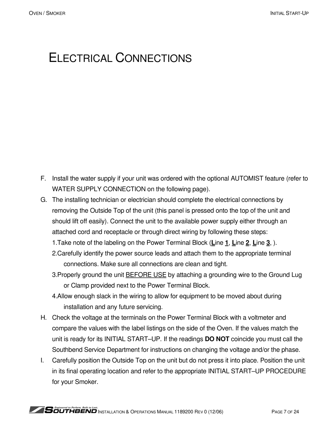 Southbend SB-5-ES, SB-10-ES manual Electrical Connections 